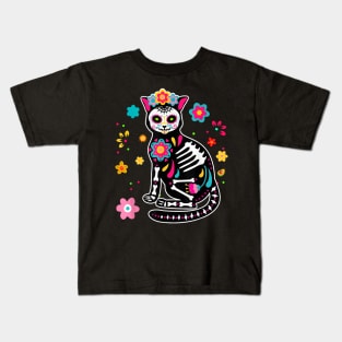 Cat Sugar Skull Kids T-Shirt